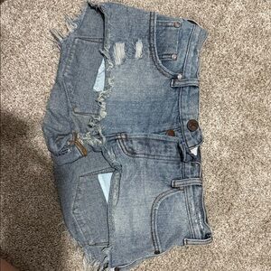 One Teaspoon Blue Distressed Jean Shorts